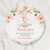Bunny Pink Blush Floral Birthday Rabbit Party Bedankjes Labels (Voorkant)