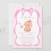 Bunny pink bow baby shower kaart (Voorkant)