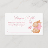 Bunny pink bow baby shower luierverloting informatiekaartje (Voorkant)