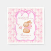 Bunny pink bow baby shower monogrammed servet (Voorkant)