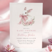 Bunny Pink Bow Baby shower Uitnodiging