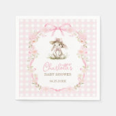 Bunny Pink Bow Gingham Baby Shower Servet (Voorkant)