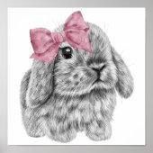 Bunny Pink Bow Nursery Print | Bunny Print (Voorkant)