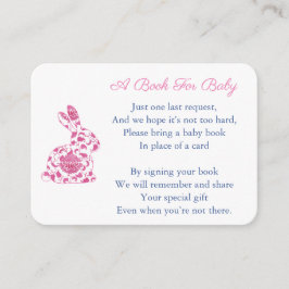 Bunny Pink Chinoserie Books For Baby Girl Shower Informatiekaartje
