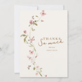 Bunny Pink Floral Baby shower bedankje Bedankkaart (Voorkant)