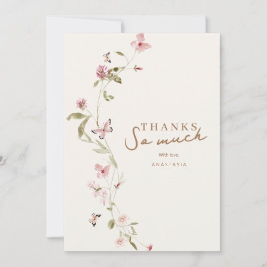 Bunny Pink Floral Baby shower bedankje Bedankkaart (Voorkant)