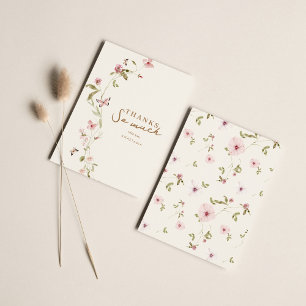 Bunny Pink Floral Baby shower bedankje Bedankkaart