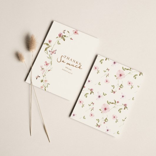 Bunny Pink Floral Baby shower bedankje Bedankkaart