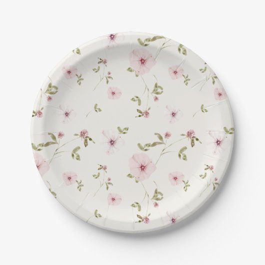 Bunny Pink Floral Baby shower Papier Bord (Voorkant)