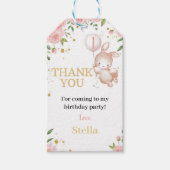 Bunny Pink Floral Verjaardag Bedankt cadeau Label Cadeaulabel (Voorkant)