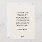 Bunny Pink Flowers Mand Happy Easter Feestdagenkaart (Achterkant)