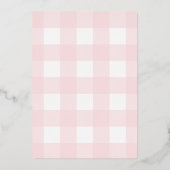 Bunny Pink Gingham Christening Folie Uitnodiging (Achterkant)