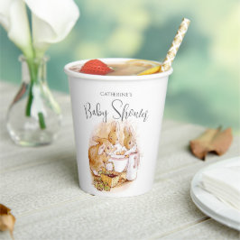 Bunny Pink Girl Baby shower Papieren Bekers