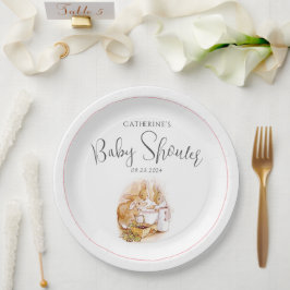 Bunny Pink Girl Baby shower Papieren Bordje