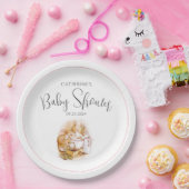 Bunny Pink Girl Baby shower Papieren Bordje (Feest)
