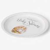 Bunny Pink Girl Baby shower Papieren Bordje (Gekanteld)