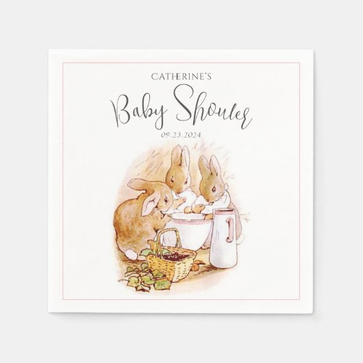 Bunny Pink Girl Baby shower Servet (Voorkant)
