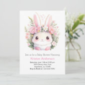 Bunny Pink Meadow Blissful Meisje Baby shower Kaart (Staand voorkant)