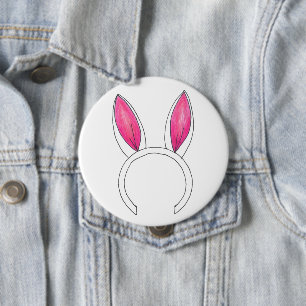 Bunny Pink Rabbit Ears Paasse Baby shower Favor Ronde Button 4,0 Cm