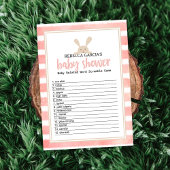Bunny Pink Stripe Baby shower Word Scramble Game Kaart