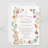 Bunny Pink Wildflowers Krans Baby shower Kaart (Voorkant)