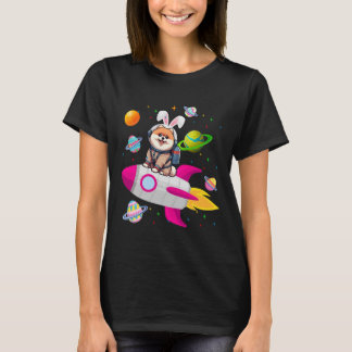 Bunny Pomeranian in Space Planets Paashond Eigenaa T-shirt