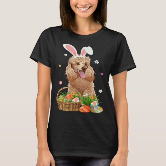 Bunny Poodle Dog & Easter Egg Basket Easter Day Ki T-shirt (Voorkant)