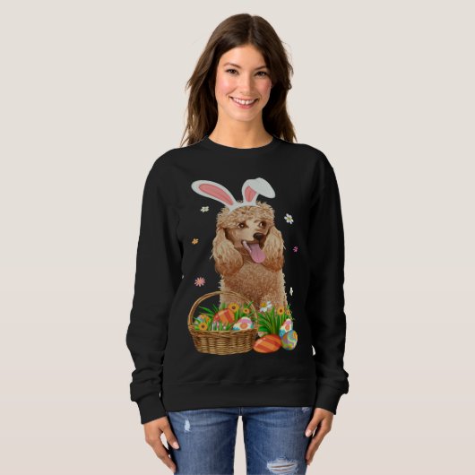 Bunny Poodle Dog & Easter Egg Basket Easter Day Ki Trui (Voorkant volledig)