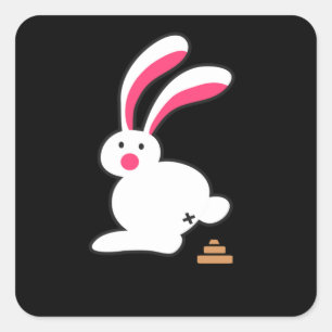 Bunny Poops Grappige Bunny Poop Leuk Konijn Vierkante Sticker