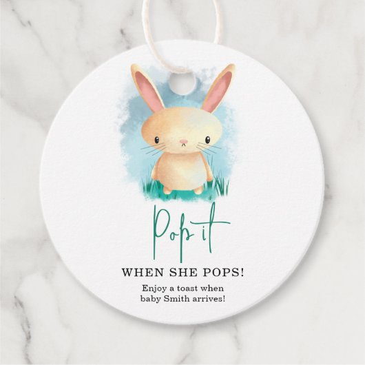 Bunny Pop het als ze baby shower pop Bedankjes Labels (Voorkant)