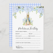 Bunny Predictions for Baby shower Game Invitation Kaart (Voorkant / Achterkant)