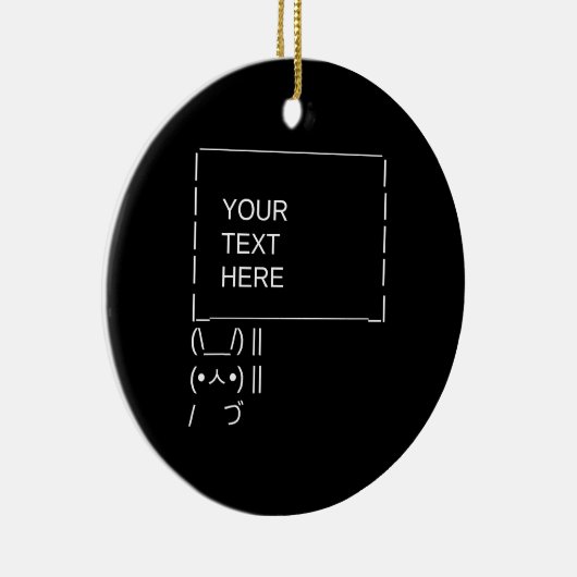 Bunny Protest Sign/ ASCII Text Art Keramisch Ornament (Rechts)