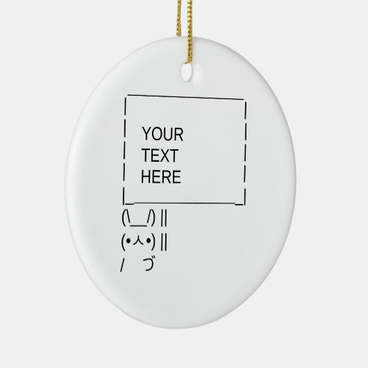 Bunny Protest Sign/ ASCII Text Art Keramisch Ornament (Rechts)