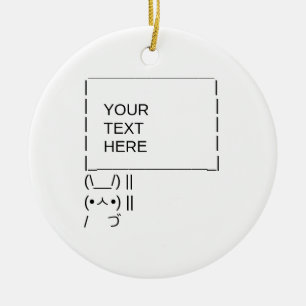 Bunny Protest Sign/ ASCII Text Art Keramisch Ornament