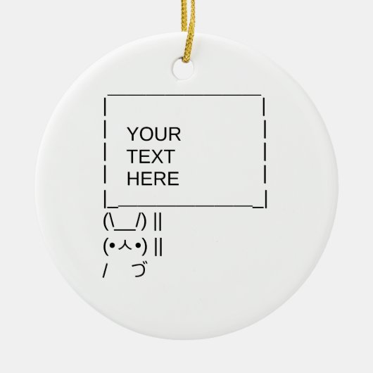 Bunny Protest Sign/ ASCII Text Art Keramisch Ornament (Voorkant)