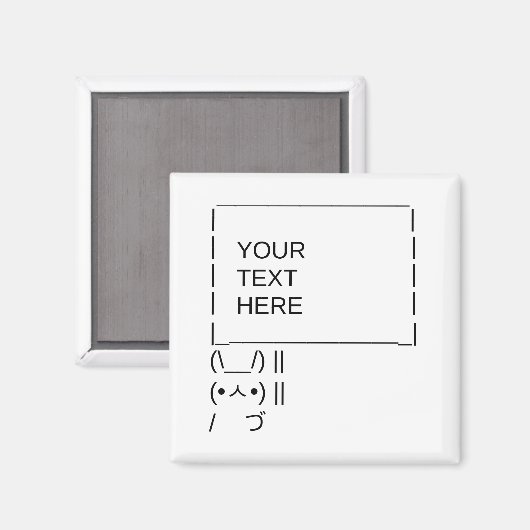 Bunny Protest Sign/ ASCII Text Art Magneet (Voorkant / Achterkant)
