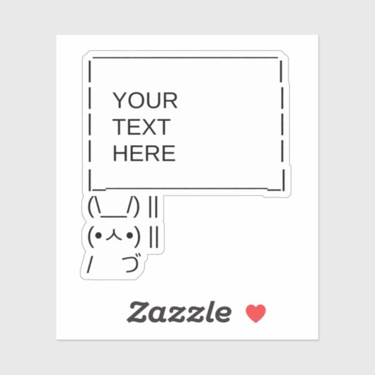 Bunny Protest Sign/ ASCII Text Art Sticker (Vel)