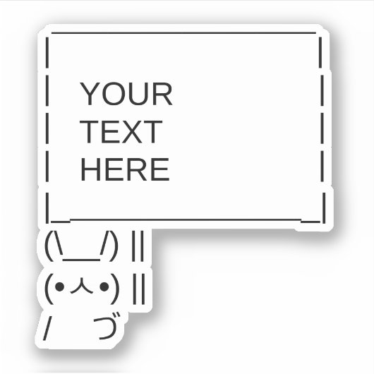 Bunny Protest Sign/ ASCII Text Art Sticker (Voorkant)