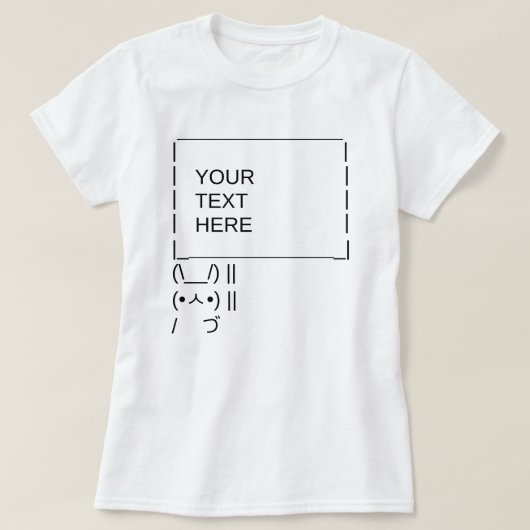 Bunny Protest Sign/ ASCII Text Art T-shirt (Design voorkant)