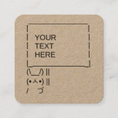 Bunny Protest Sign/ ASCII Text Art Vierkante Visitekaartje (Voorkant)