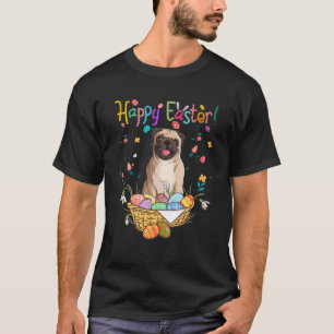 Bunny Pug Happy Paasdag met paaseieren Mannen T-shirt