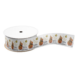 Bunny Pumpkin Halloween Ribbon Grosgrain Lint