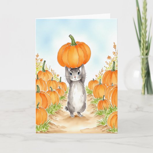 Bunny Pumpkin Patch Waterverf Kaart (Voorkant)