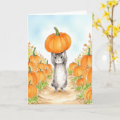 Bunny Pumpkin Patch Waterverf Kaart (Gele Bloem)