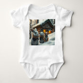 Bunny, puppy front & space neon Easter bunny back  Romper (Voorkant)