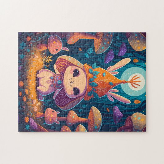 Bunny Queen Fantasy Bos Illustratie Legpuzzel (Horizontaal)