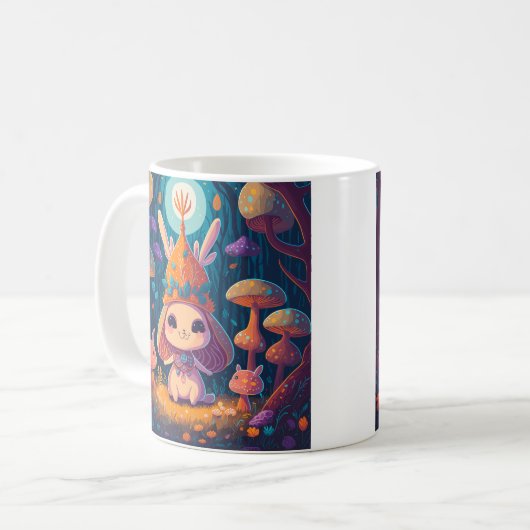 Bunny Queen Fantasy Bos Illustratie Mok (Voorkant links)
