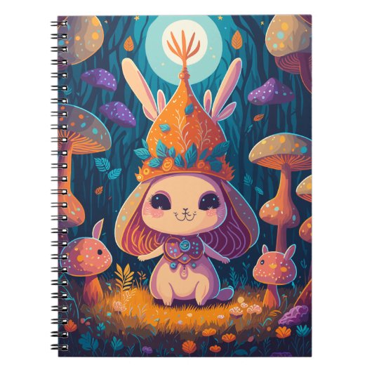 Bunny Queen Fantasy Bos Illustratie Notitieboek (Voorkant)