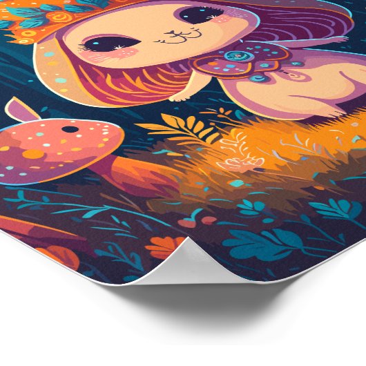 Bunny Queen Fantasy Bos Illustratie Poster (Hoek)