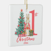 Bunny Rabbit 1e eerste kerstroze vakantie Keramisch Ornament (Rechts)